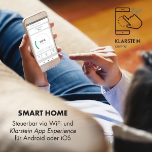 Klarstein Infrarotheizung: Steuerung per App auf Smartphone, zur Wandmontage.