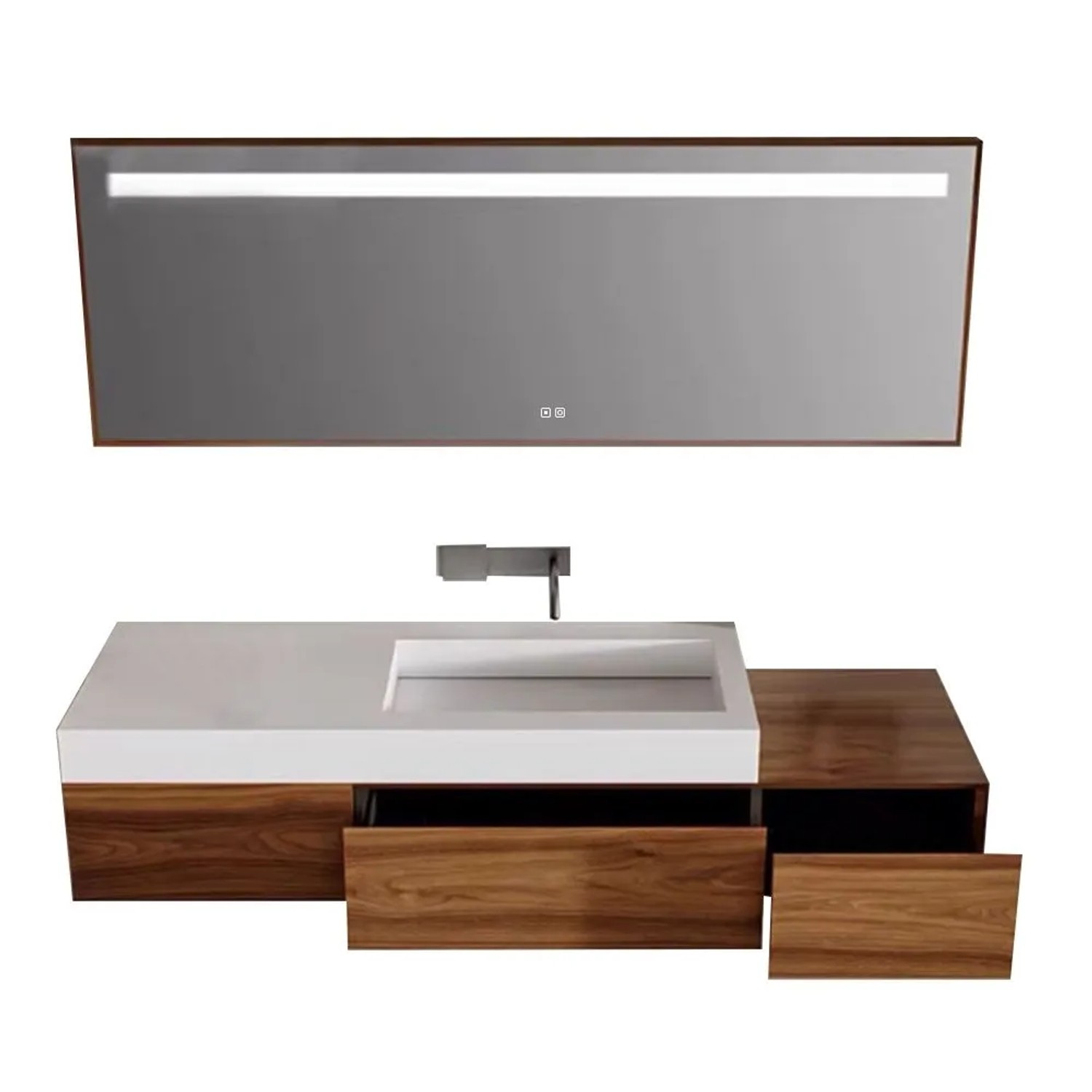 360Home Sinterstein Waschbecken Badezimmer Modernes Aufsatzwaschbecken Eleganter Waschtisch Für Bad Gäste WC Und Waschraum 130 CM XZC950130