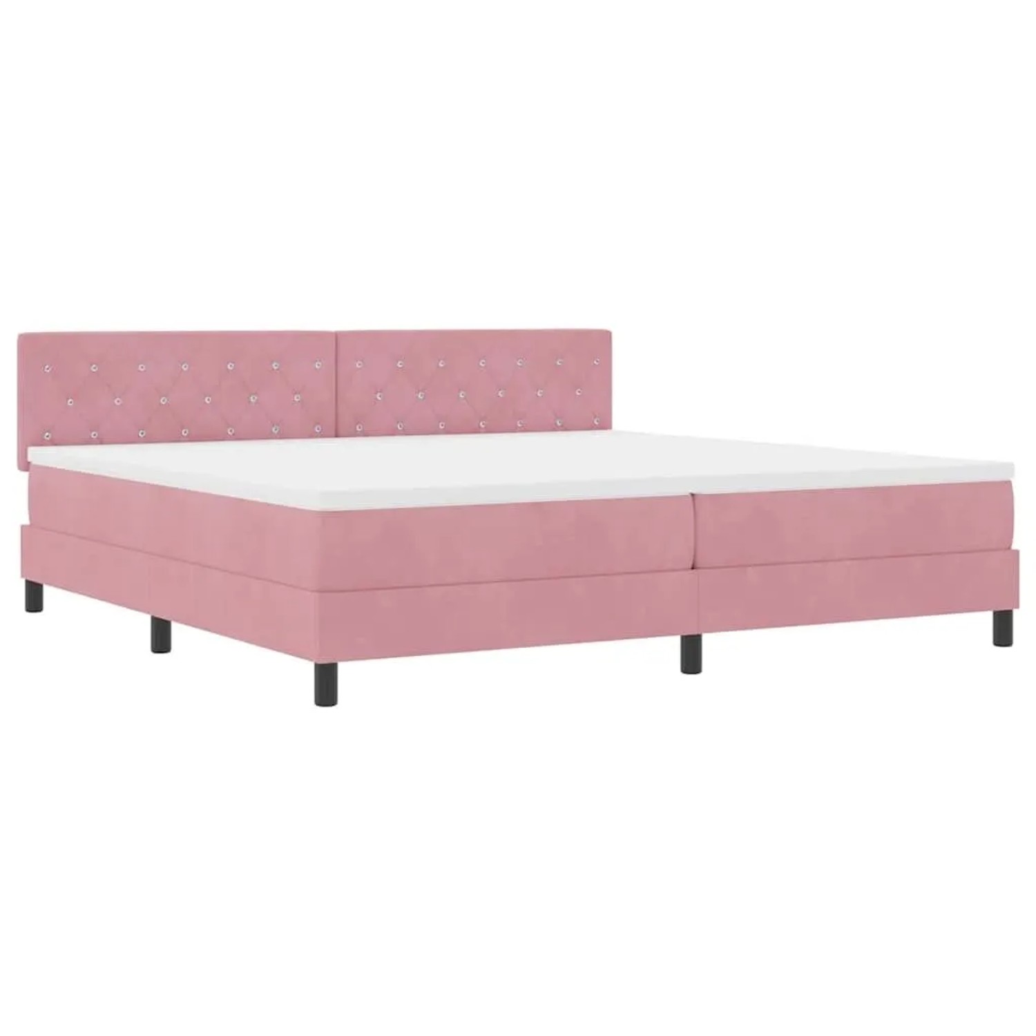 vidaXL LED Boxspringbett mit Matratze mit LED Rosa 200 x 200 cm Samt 3342613
