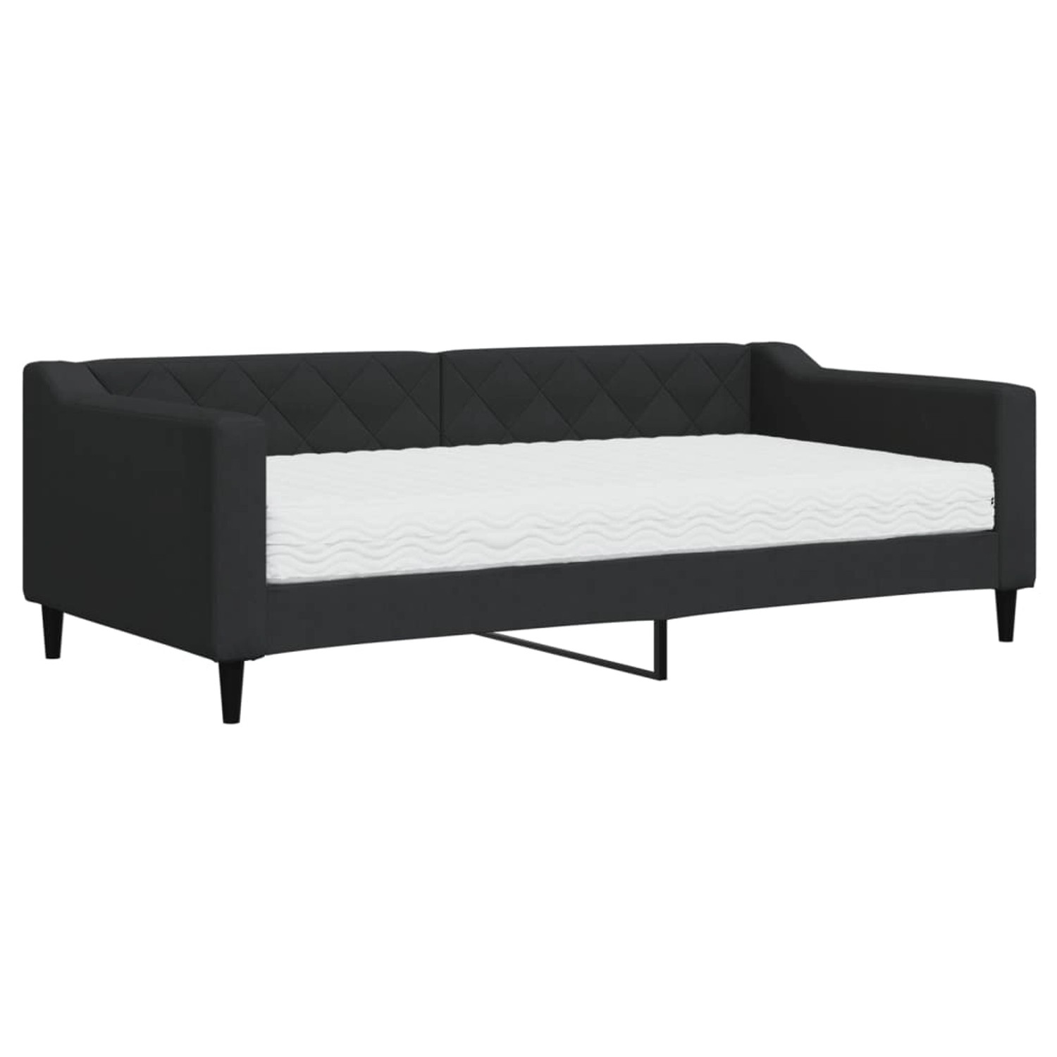 vidaXL Gästebett Gästebett Tagesbett mit Matratze Schwarz 90x190 cm Stoff B günstig online kaufen