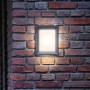 Quadratische Philips myGarden LED-Außenwandleuchte Karp in Anthrazit an einer Backsteinwand.