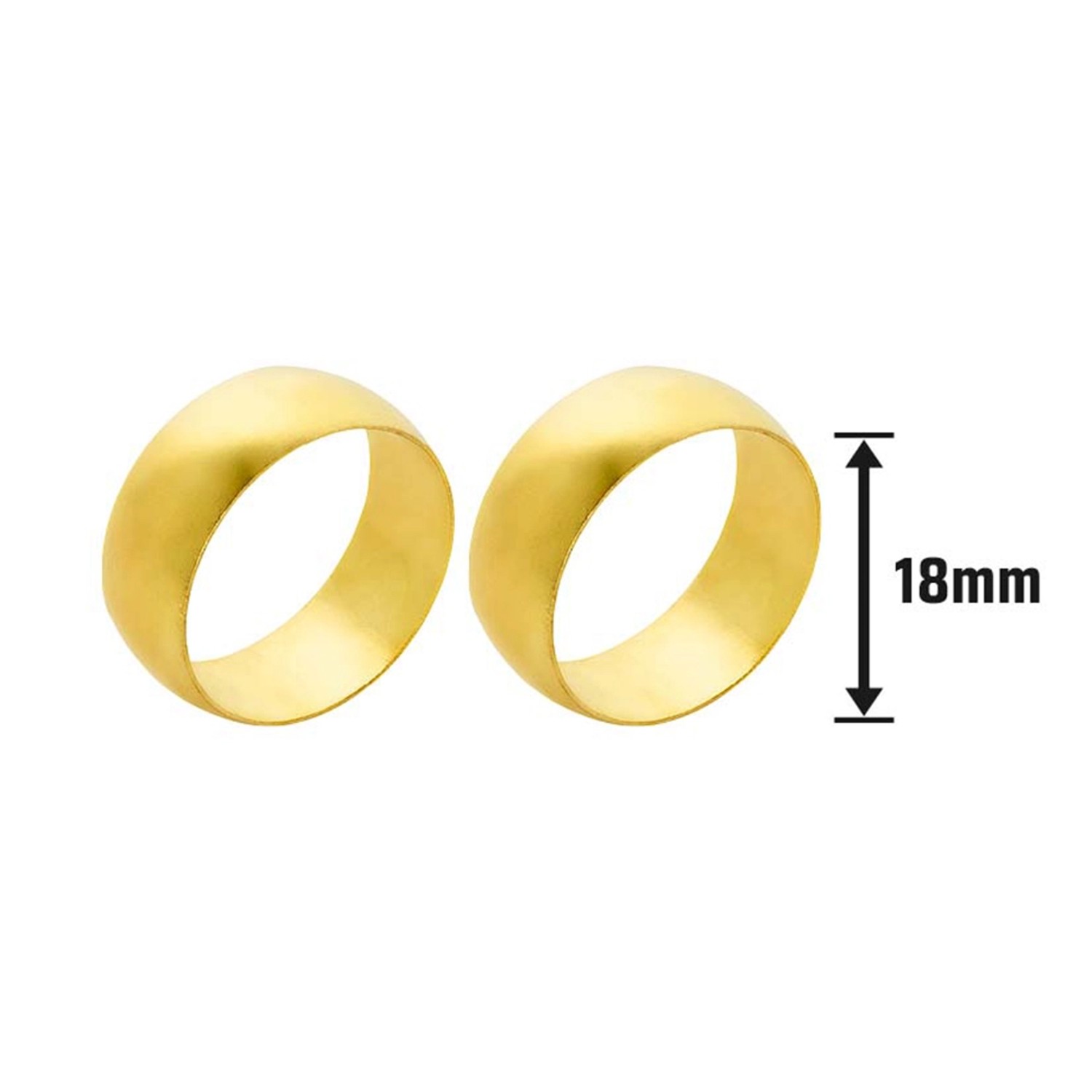 Zwei Messing Klemmringe, 18 mm Durchmesser, für Klemmringverschraubungen.
