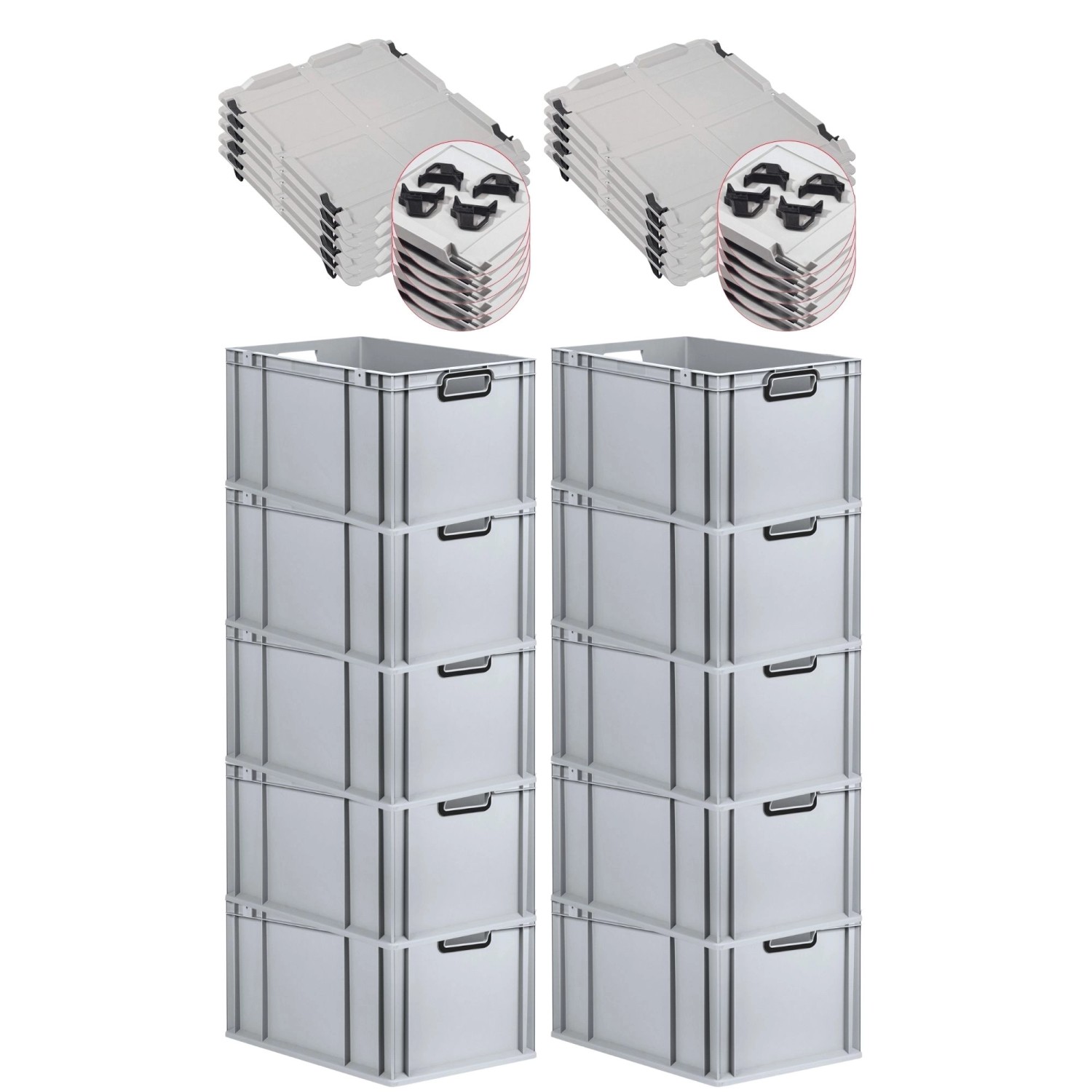 PROREGAL SparSet 10x Eurobox Nextgen Color Mit Auflagedeckel HxBxT 32x40x60 günstig online kaufen