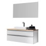 Schöner Wohnen Badmöbel-Set Stockholm, 4-teilig, 120 cm, Weiß Hochglanz mit Spiegel und Aufsatzwaschbecken.