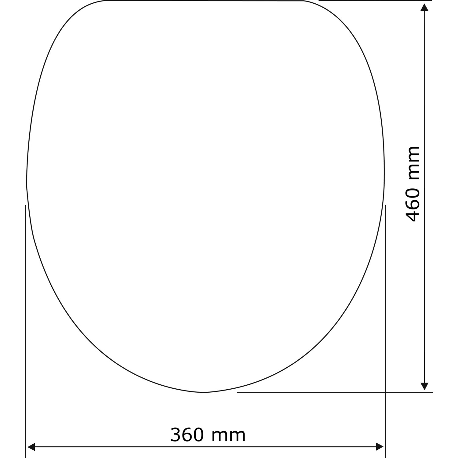Skizze: Weißer Wenko Premium WC-Sitz Habos mit Absenkautomatik, Maße 460x360mm.