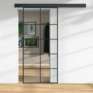 Glasschiebetür ESG Klarglas Siebdruck 76/20 Black, modernes Design für barrierefreies Wohnen.