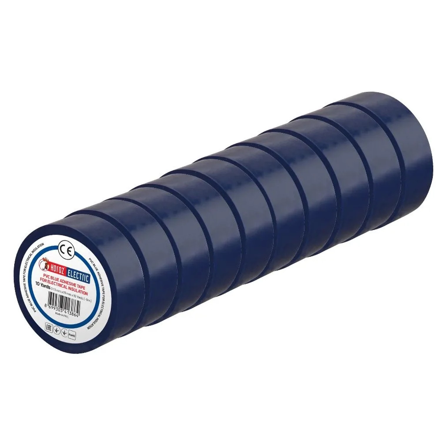 HOROZ Isolierband 19 mm x 9 m PVC Blau Elektro Isolierklebeband Selbstklebend Stark Haftend 10 Stück