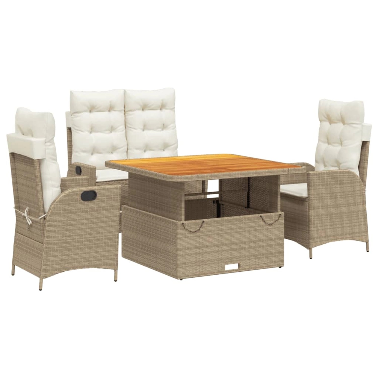 vidaXL 4-Tlg Garten-Essgruppe mit Kissen Beige Poly Rattan 3277476 günstig online kaufen