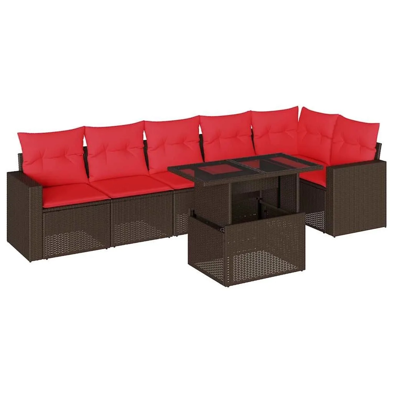 vidaXL 7-Tlg Gartensofa-Set mit Kissen Braun Polyrattan 3267294 günstig online kaufen