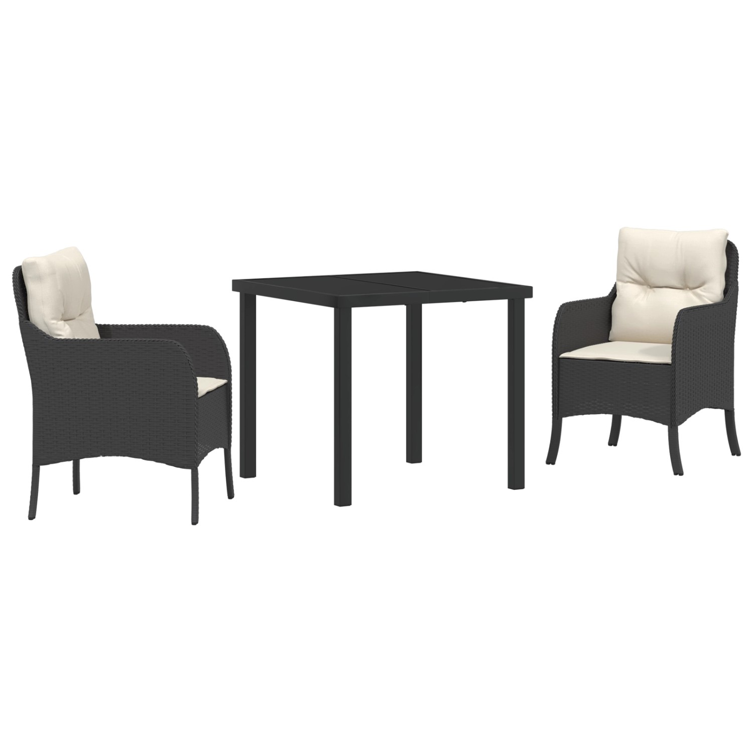 vidaXL 3-Teilige Garten-Essgruppe mit Kissen in Schwarz Poly Rattan 3380141 günstig online kaufen