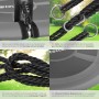 Detailansicht der grauen Tectake Nestschaukel mit schwarzem Seil und Metallringen.