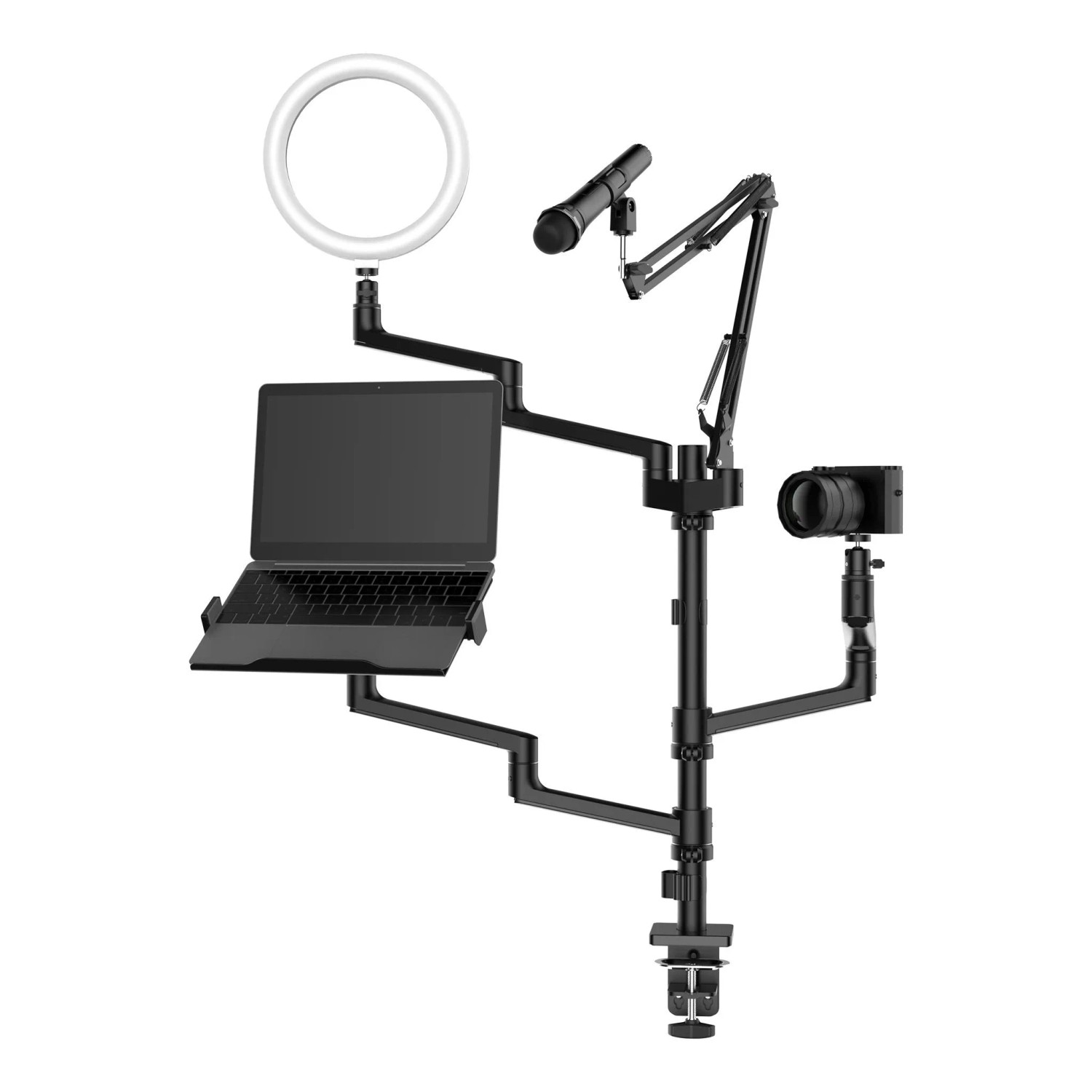 Wiltec 4In1 Tischstativ Kamera Stativ Mit Tischklemme Ringlicht Streaming Setup