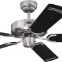 Westinghouse Deckenventilator Cyclone, 132 cm, Stahl gebürstet, schwarze Flügel mit silbernen Streifen.