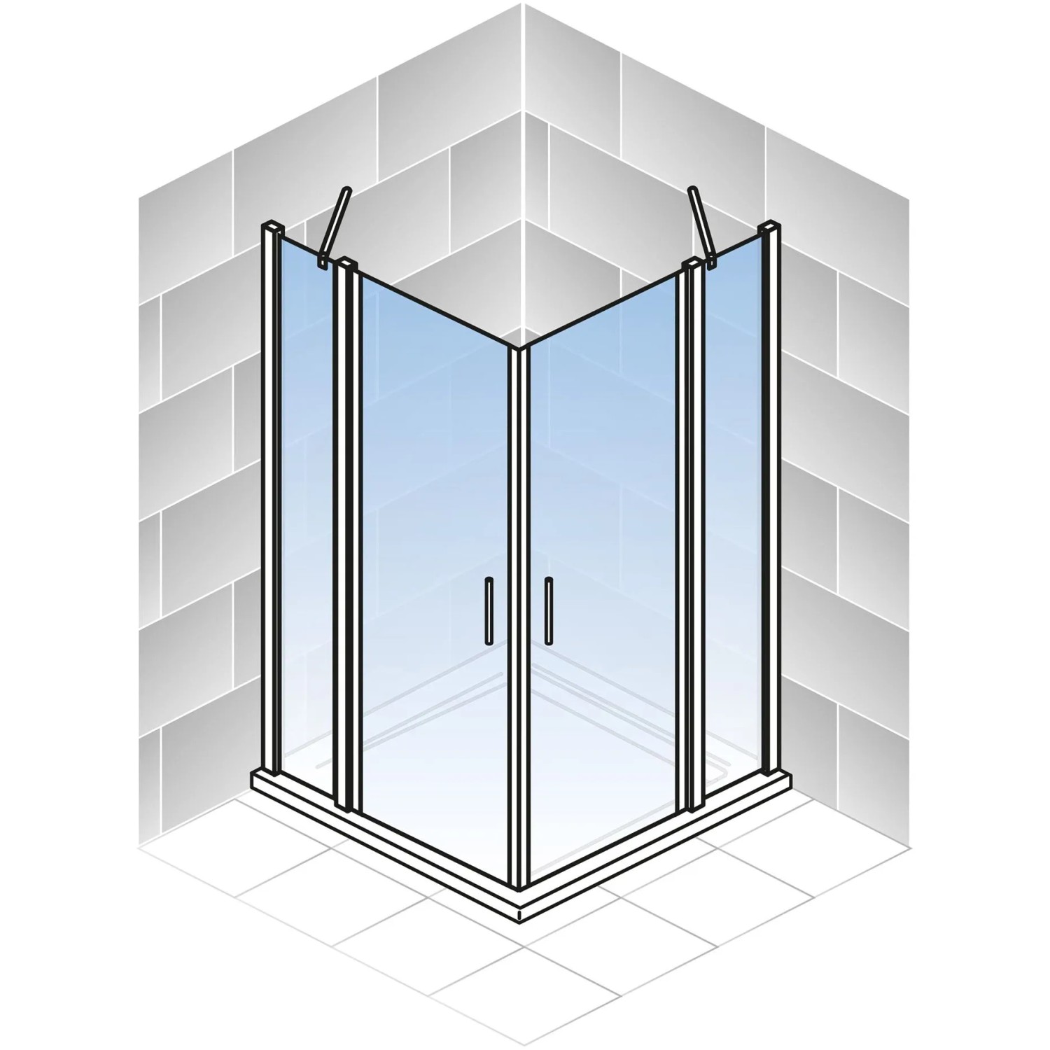 Schulte ExpressPlus Eckeinstieg AlexaStyle2.0, 90x90 cm, Alunatur, 4-teilig, mit klarem Glas.