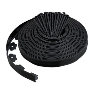 Relaxdays Rasenkante Kunststoff Schwarz mit Erdanker 30 m 5,2 kg