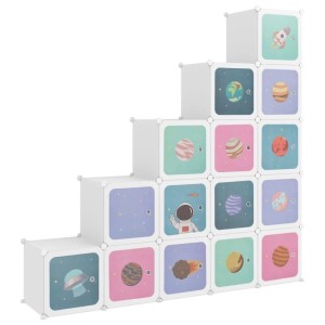 vidaXL Kinderschrank Modular mit 15 Würfeln Weiß PP 340575