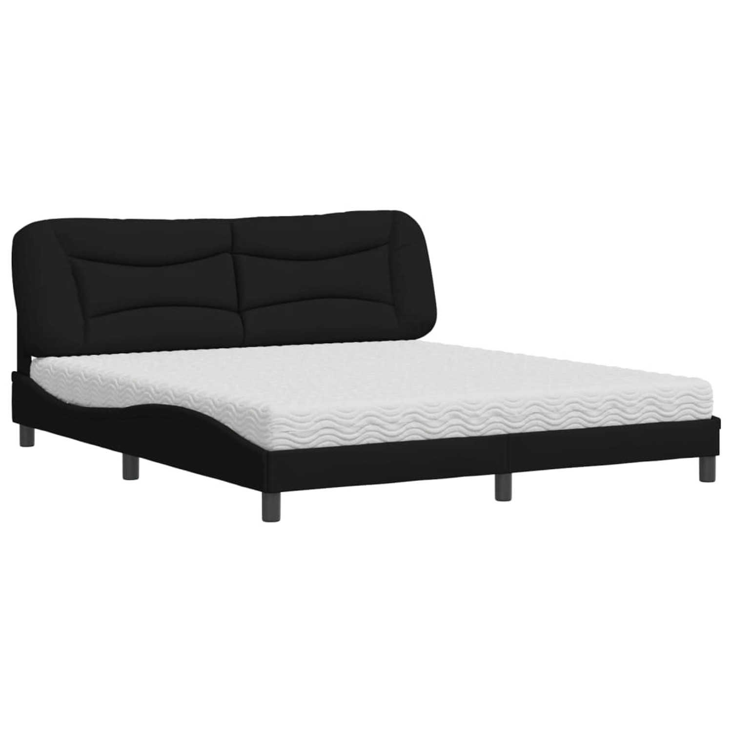 vidaXL Bett mit Matratze Schwarz 180x200 cm Stoff2008168