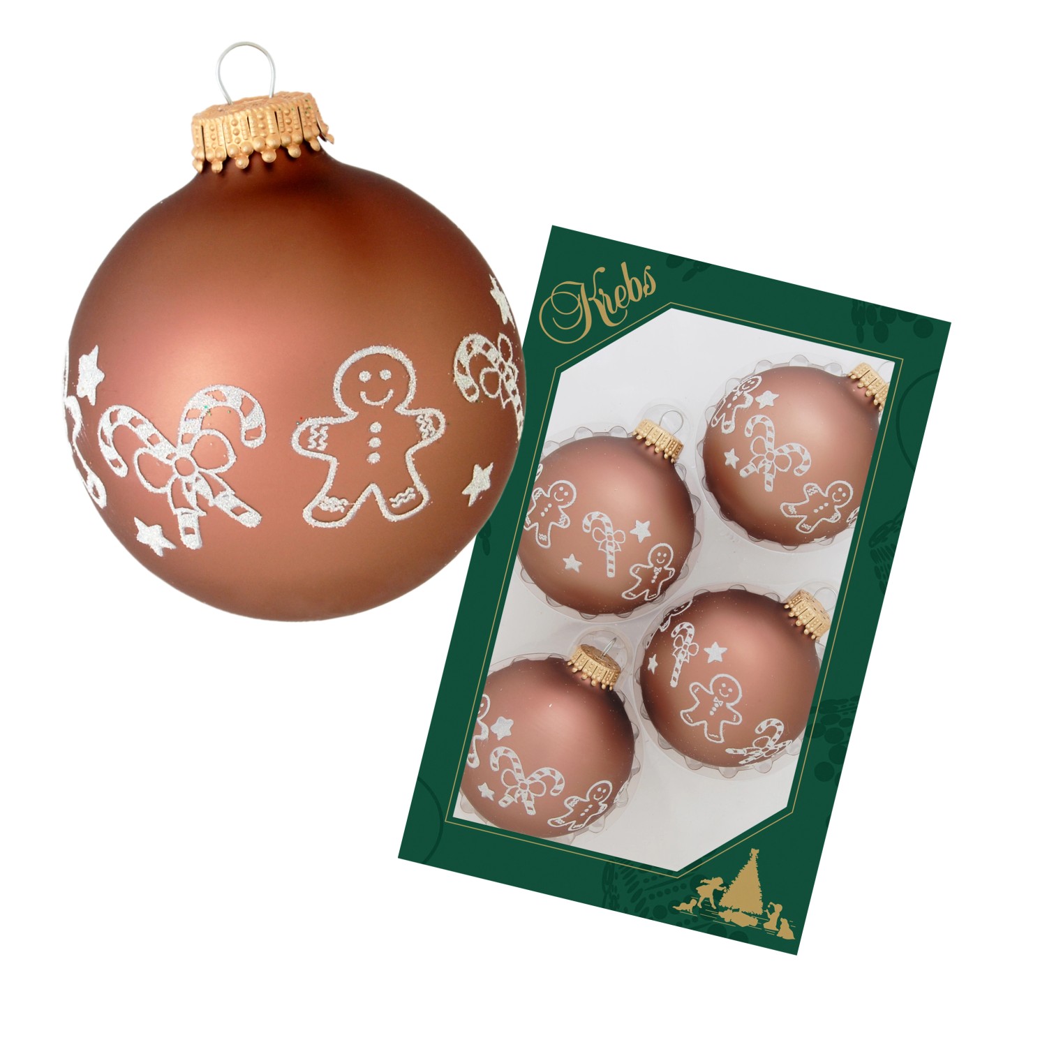 Krebs Glas Lauscha Weihnachtskugeln mit Candys 4er-Set 7cm