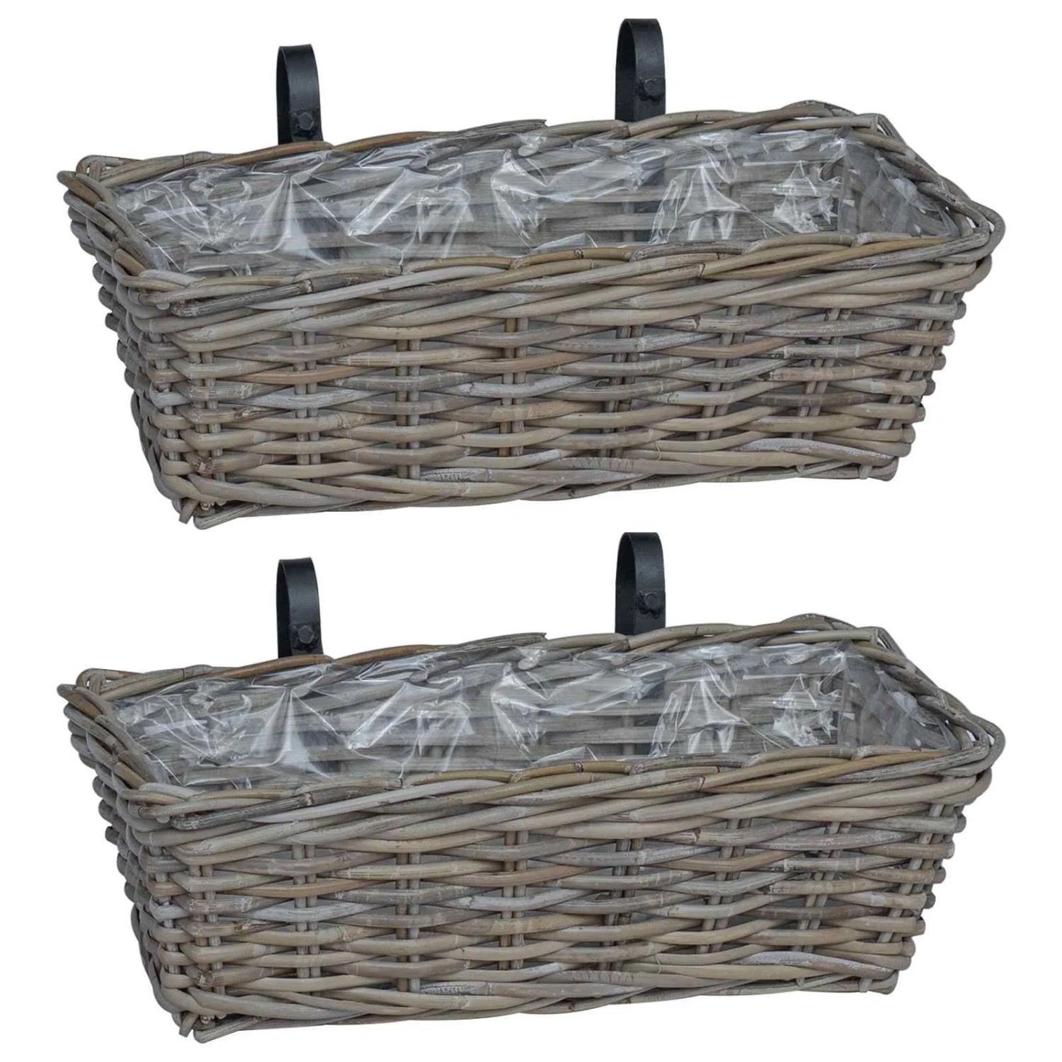 vidaXL Hängender Blumentopf Korb 2-Tlg Grau 48 x 22 x 15 cm 42020967