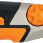 Detailaufnahme: Fiskars CarbonMax™ Abbrechklingenmesser, orange-schwarz, mit Stellrad.