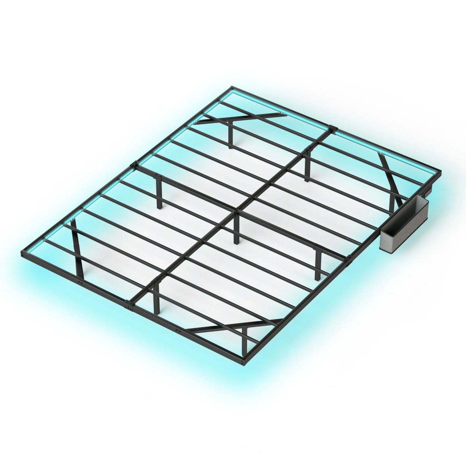 okwish Metallbett 160x200cm mit LED Jugendzimmer Schwarz ohne Matratze