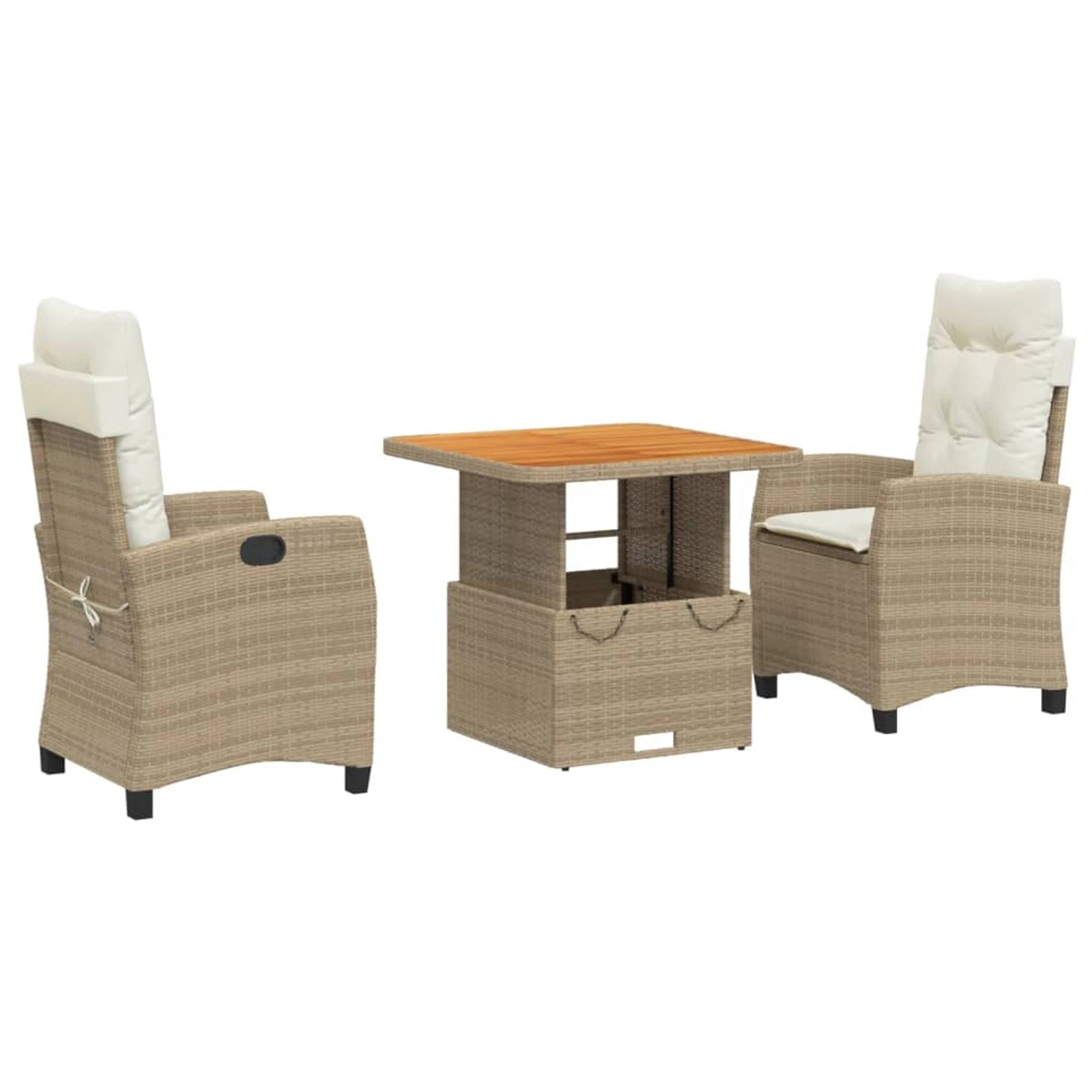 vidaXL 3-Tlg Garten-Essgruppe mit Kissen Beige Poly Rattan 3277409 günstig online kaufen