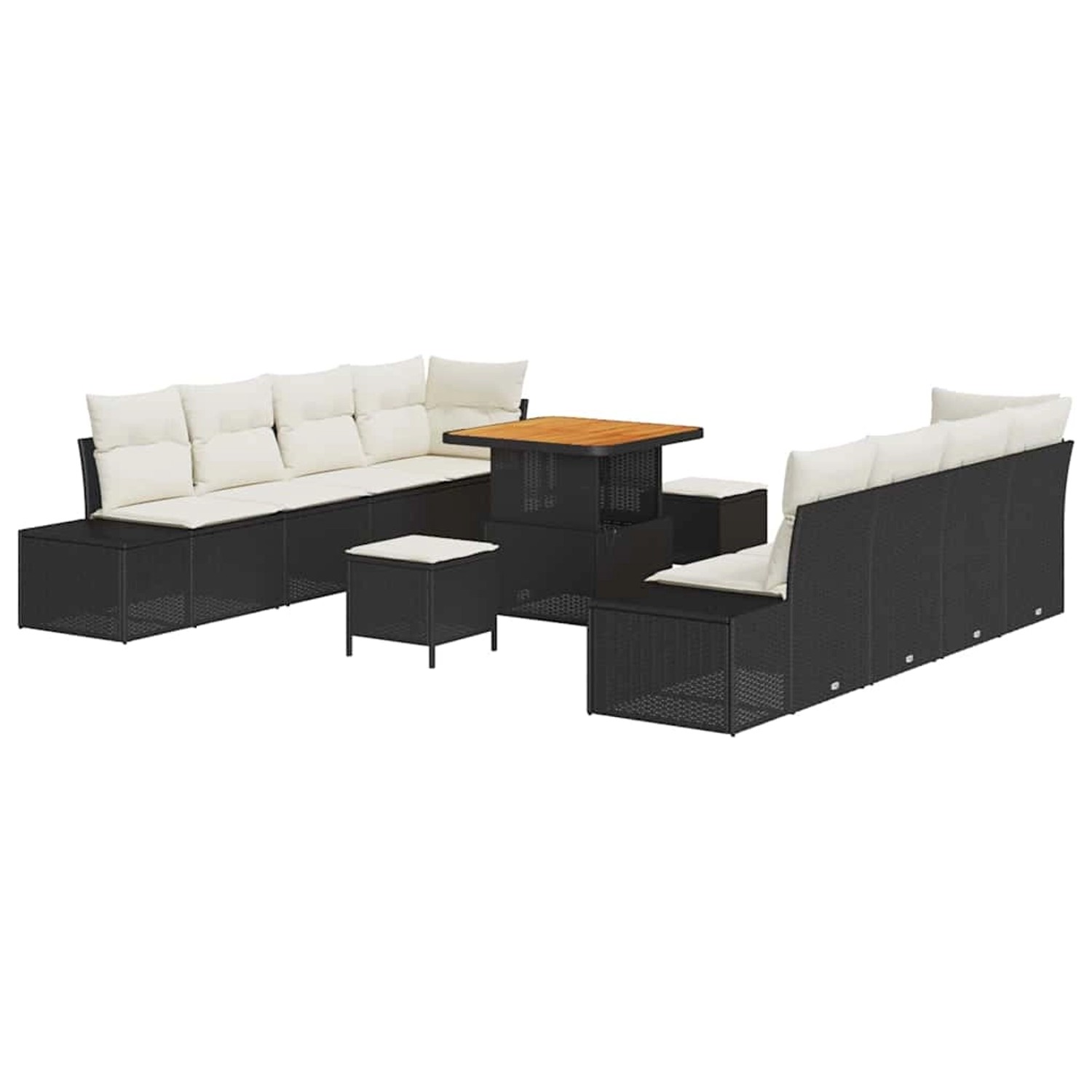 vidaXL Garten-Sofa-Set mit Kissen 11-Tlg Schwarz Poly Rattan 3362755 günstig online kaufen
