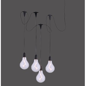 Schwarze 4-flammige LED-Außen-Pendelleuchte Enni im Vintage-Look für stimmungsvolle Beleuchtung.