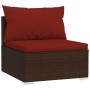 Braunes vidaXL Gartenmöbel Lounge-Set mit zimtroten Kissen aus Polyrattan.