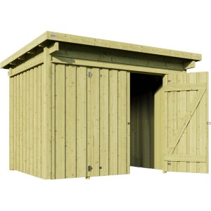 WEKA Holz-Lagerhaus Varius, kesseldruckimprägniert, mit offener Tür. Ideal zur Gartenlagerung.