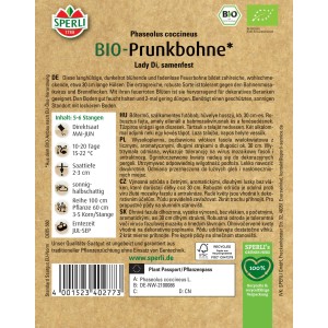 Sperli BIO Prunkbohne Lady Di Saatgut: Dunkelrote, lange Bohnen für den Gemüseanbau im Garten.