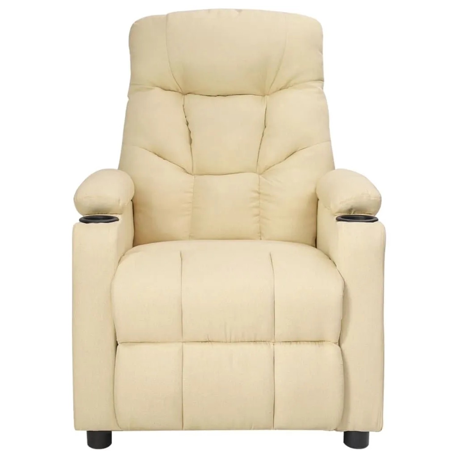 Elektrischer Relaxsessel in Creme mit Stoffbezug und Getränkehalter.