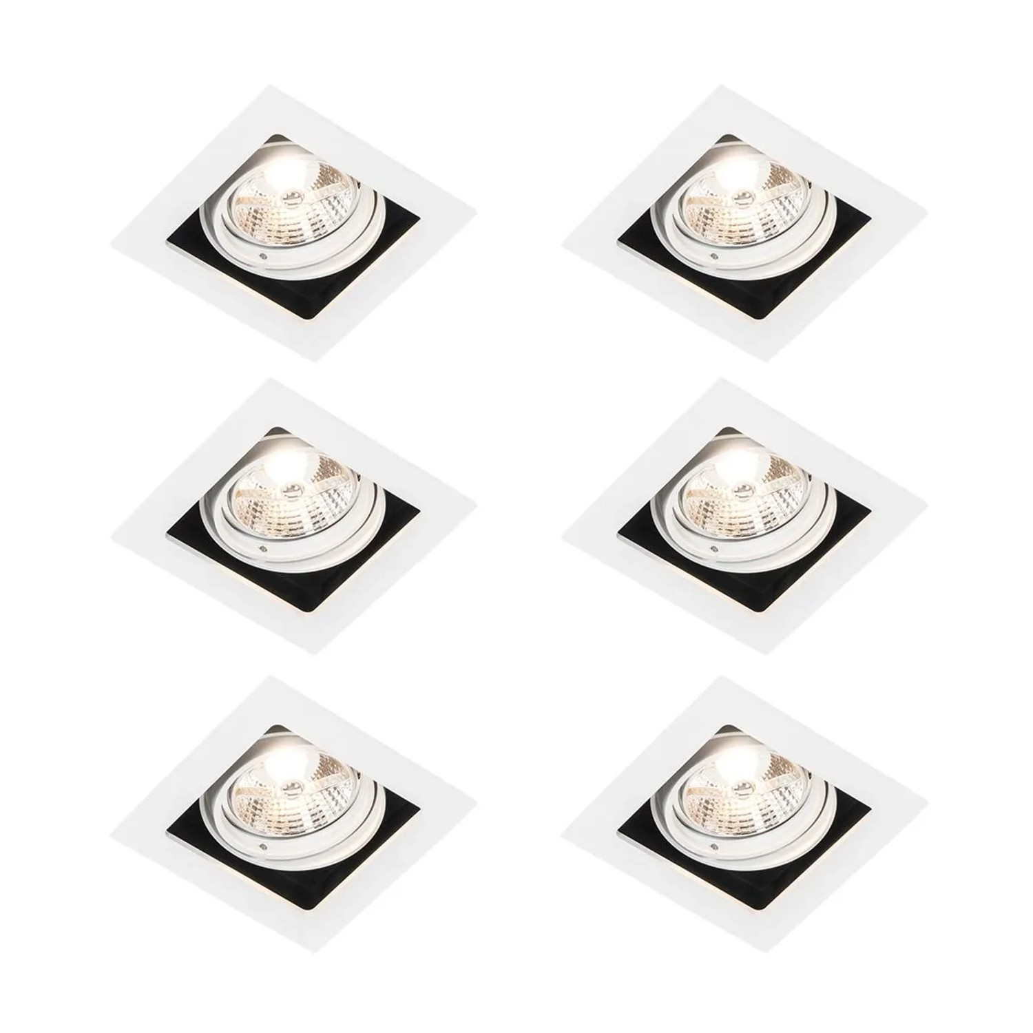 QAZQA Set mit 6 Einbaupunkt Weiß Einstellbar Artemis 70