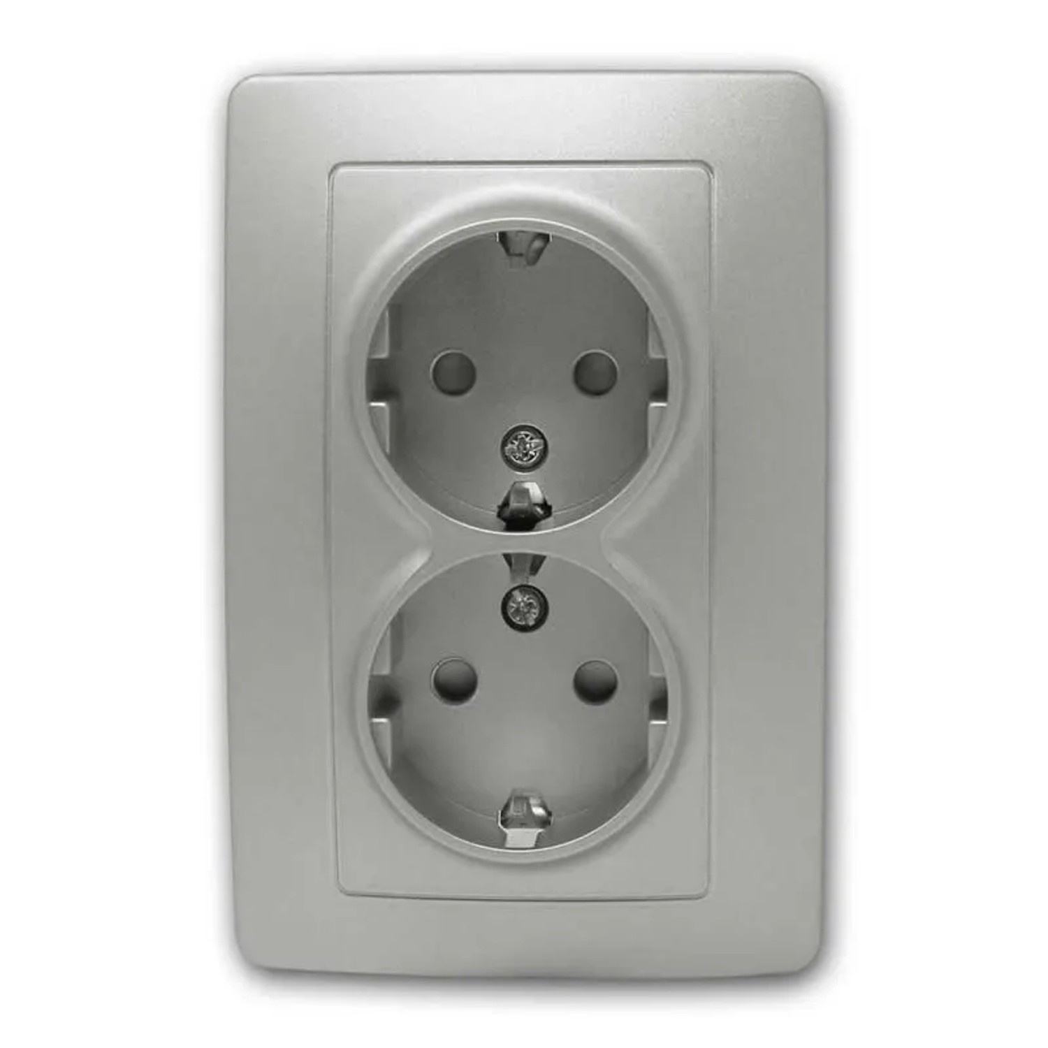world-trading-net EKONOMIK 2-Fach Schuko Steckdose Silber 250V16A