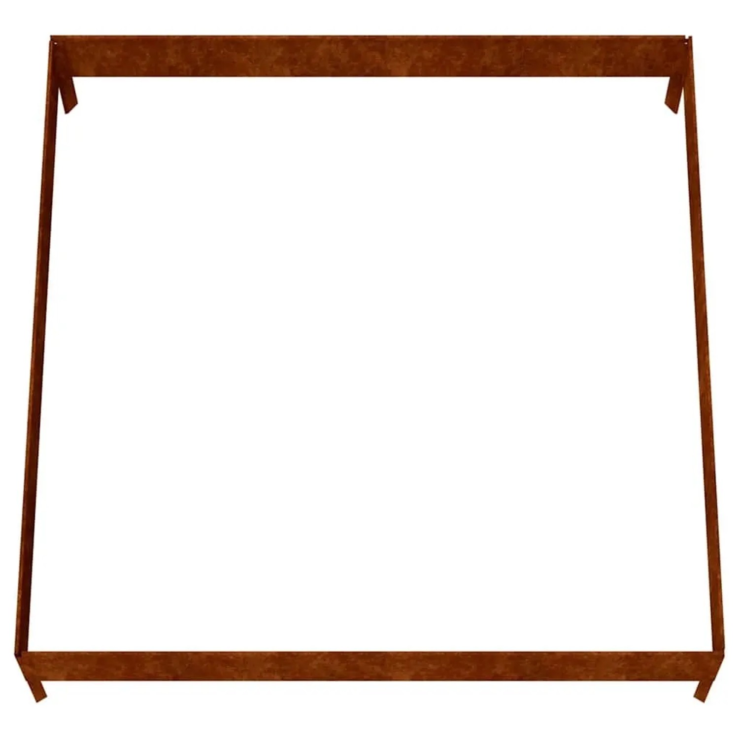 Quadratisches Hochbeet aus Cortenstahl, rostbraun, 100x100x26 cm. Ideal für Garten und Balkon.