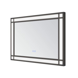 Aquabatos LED Badspiegel mit Spiegelheizung 70 x 50 cm Badezimmerspiegel mit Beleuchtung Dimmbarer Spiegel Wandspiegel Aluminium Schwarzer Rahmen