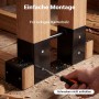 Wiltec Holzstapelhilfe aus schwarzem Stahl wird mit Kanthölzern montiert. Hand schraubt. Ideal für Brennholz & Kaminholz.