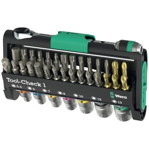 Wera Werkzeugset TC 1, 38-teilig, mit Bits, Nüssen und Knarre im kompakten Tool-Check.