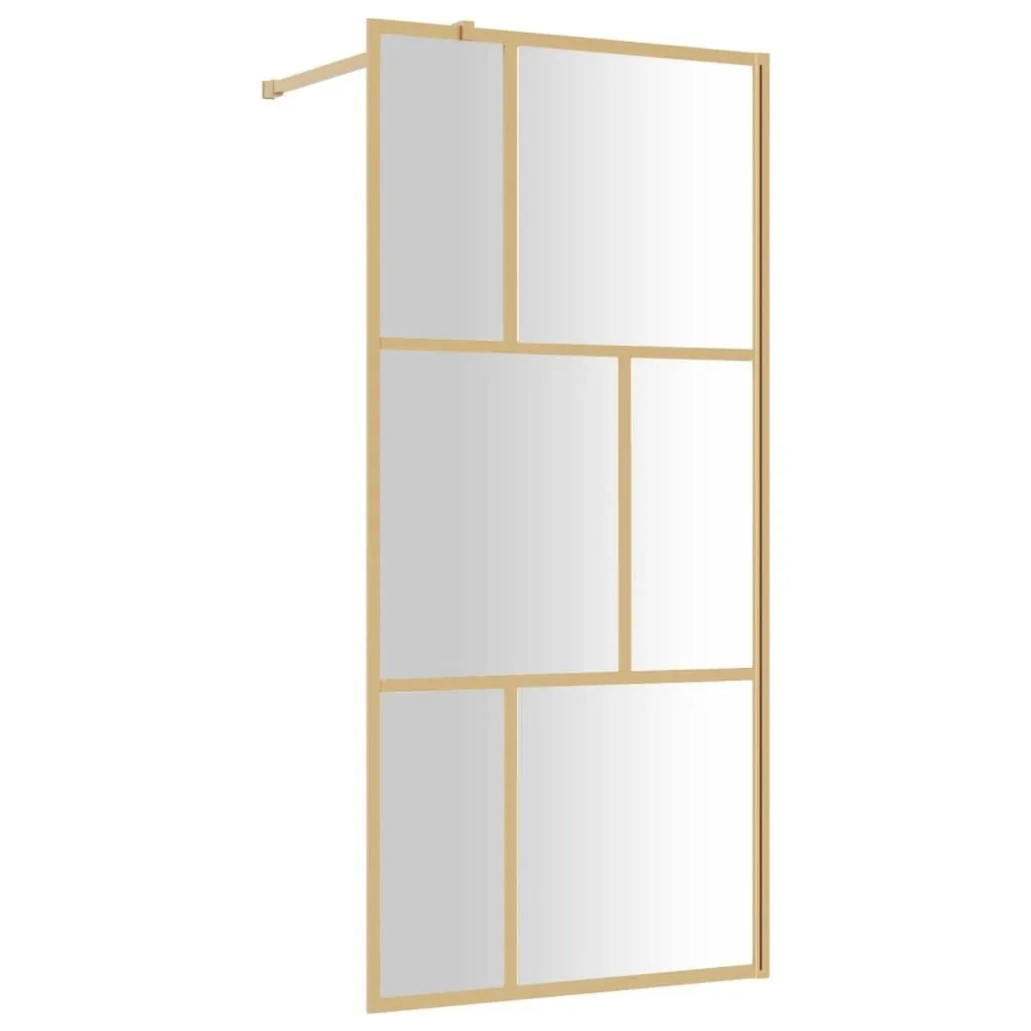 vidaXL Duschwand für Begehbare Dusche mit ESG Klarglas Golden 90x195cm 154955