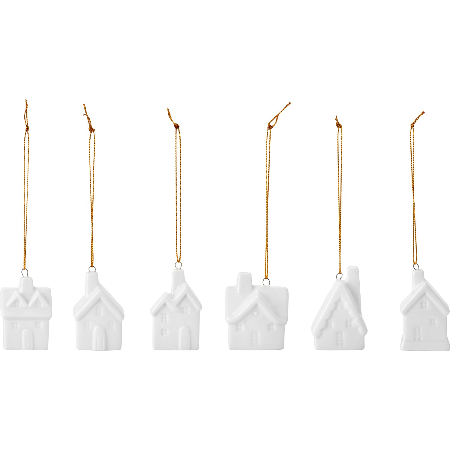Dekoaufhänger Häuser Keramik Weiß Glänzend 3er-Set 2-fach sortiert
