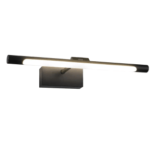 Schwarze NETTLIFE LED Spiegelleuchte L40 aus Kunststoff. Moderne Wandleuchte mit neutralweißem Licht, ideal für Bad und Feuchträume. IP44.
