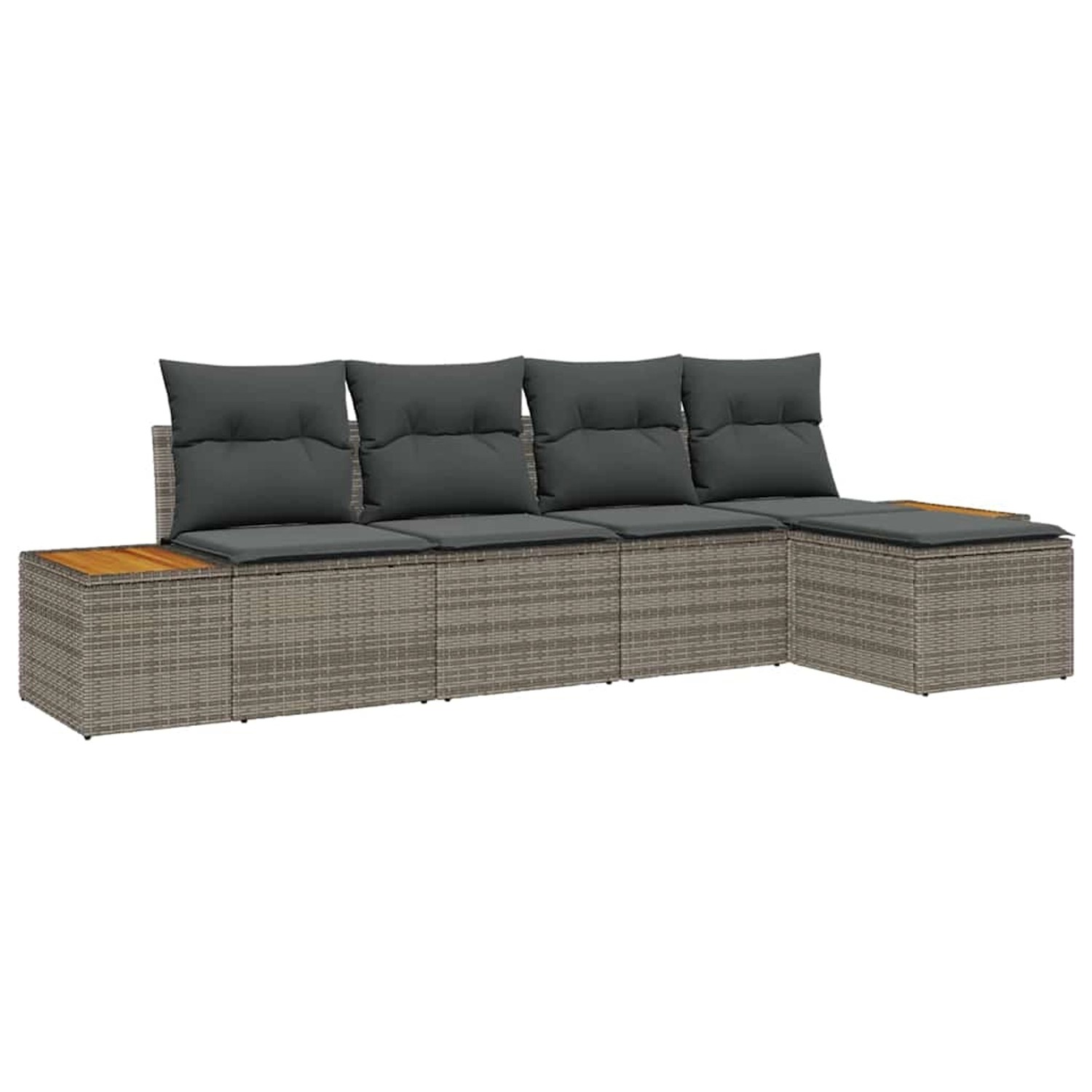 vidaXL Garten-Sofa-Set mit Kissen 5-Tlg Grau Poly Rattan 3348065 günstig online kaufen