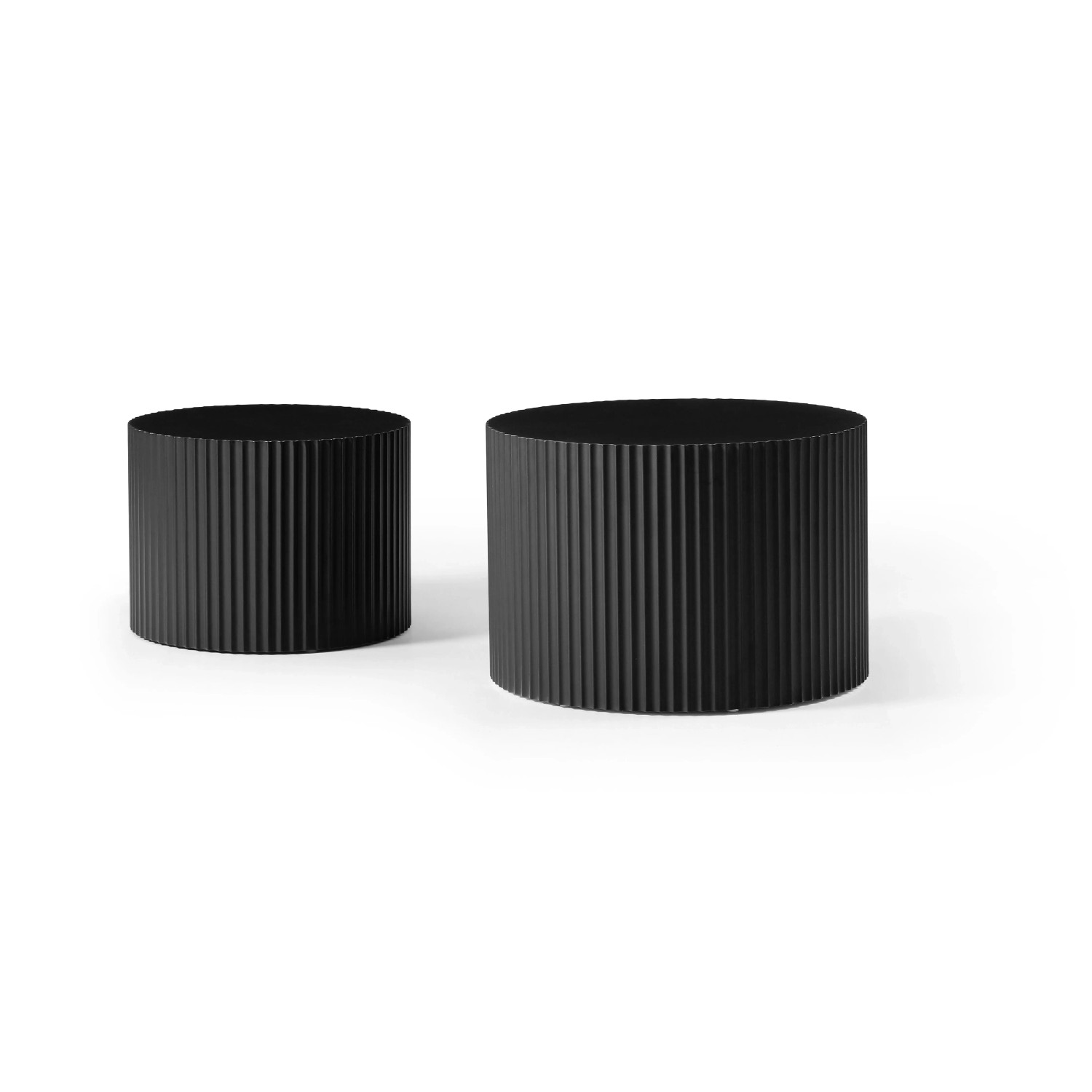 okwish Couchtisch Set mit MDF Nesting Wohnzimmer Schlafzimmer 60x60x40cm Schwarz
