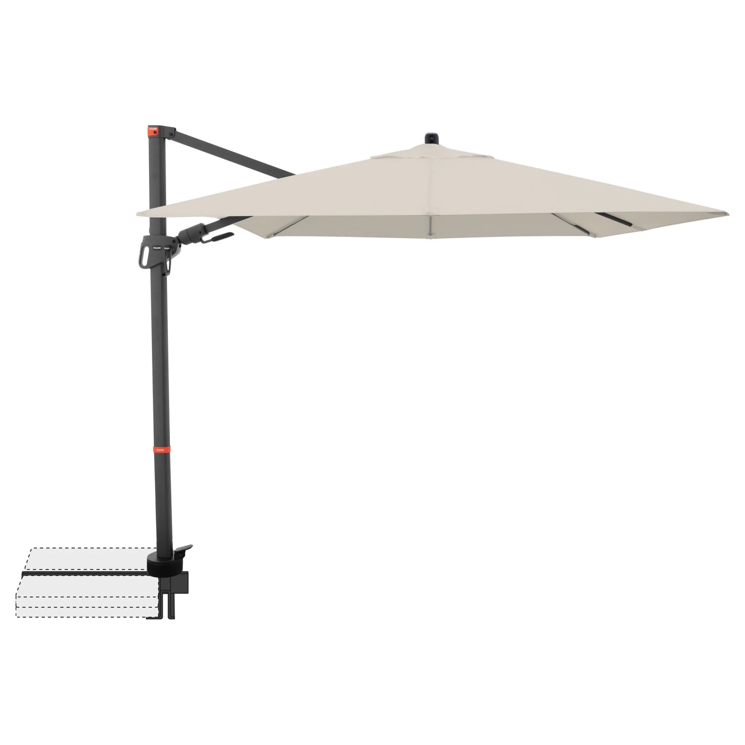 Doppler Ampelschirm MyZone 210 cm x 210 cm Natur mit Kurbelmechanik