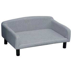 PawHut Hundesofa, hellgrau, mit weichem Stoffbezug und schwarzen Holzbeinen. Stilvolle Hundecouch.