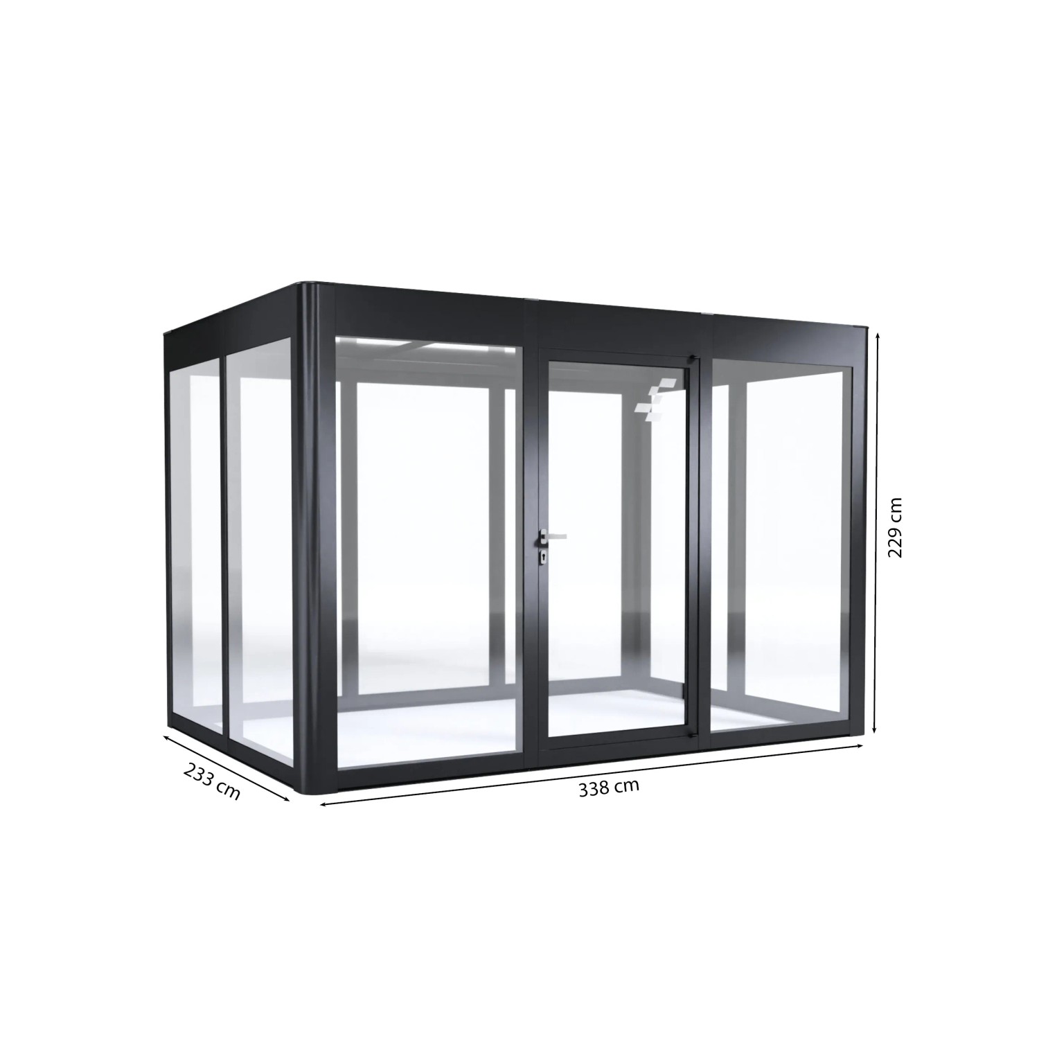 SunElements Gartenhaus SunGarden Infinity 3.2, anthrazit-metallic, 7,8 m² mit Maßen.