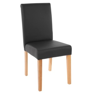 CHEFGASTRO Esszimmerstuhl 2er-Set, schwarz matt, helle Holzbeine, Kunstleder