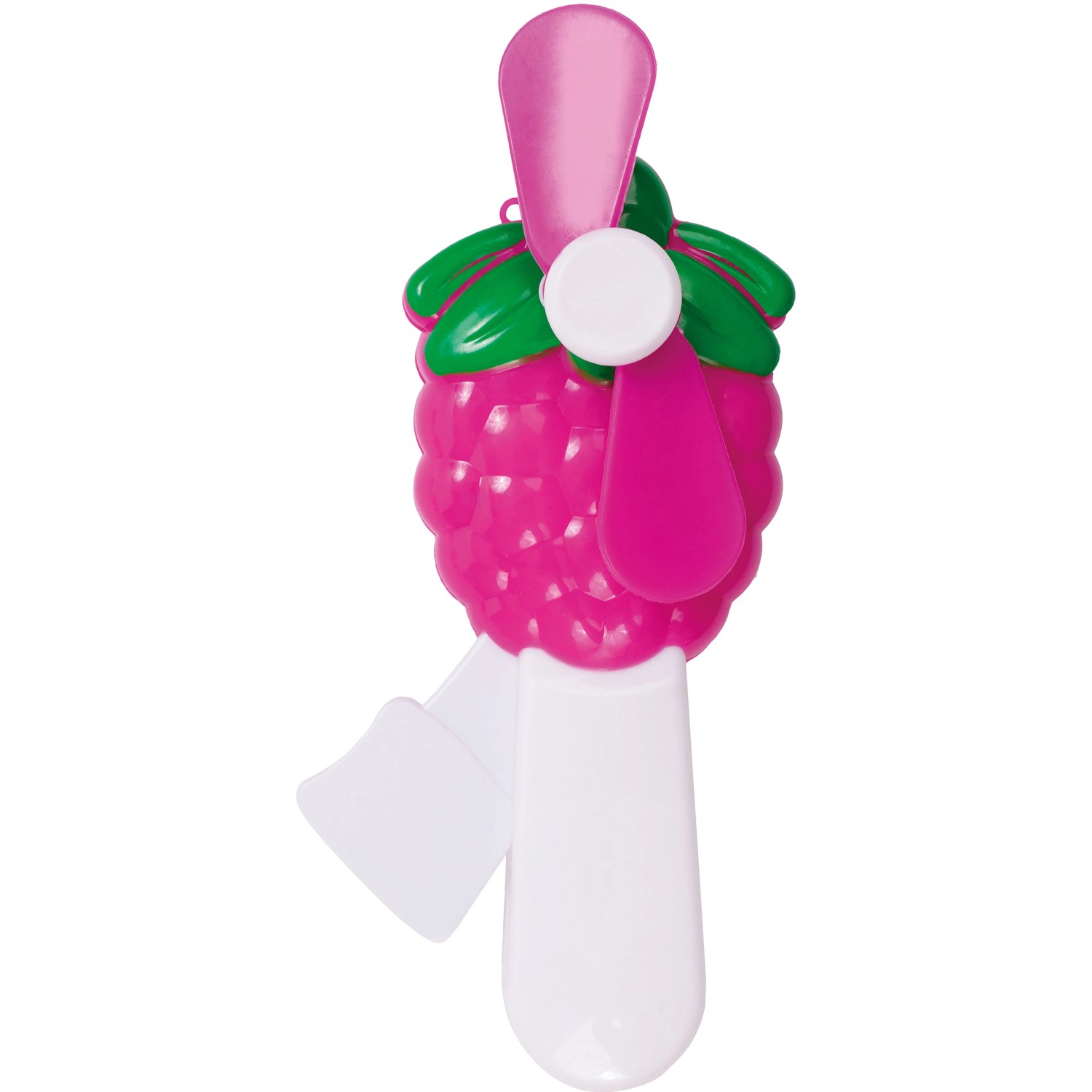 Mini-Handventilator im Obstdesign, mechanisch betrieben, für eine kleine Abkühlung unterwegs.