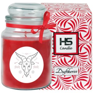 HS Candle Duftkerze & Glas Sternzeichen Rose 110 Stunden Steinbock