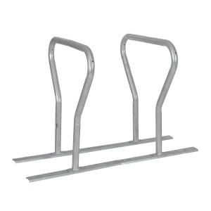 Freistehender TRUTZHOLM Fahrradanlehnbügel für 4 Fahrräder aus Stahl, Ansicht von vorn.